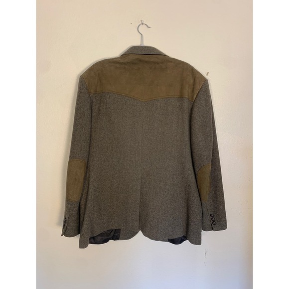 Vintage Pendleton Mens 50L Wool Tweed Blazer Suede Elbow Patches Jacket - Picture 9 of 13
